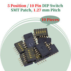 1.27 mm Pitch 5 Position / 10 Pin Dual Row SMT Patch DIP Switch