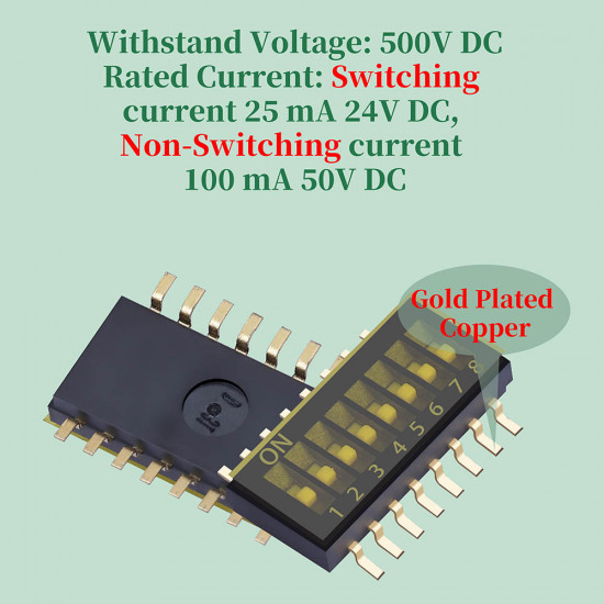 1.27 mm Pitch 8 Position / 16 Pin Dual Row SMT Patch DIP Switch 1.27 mm Pitch 8 Position / 16 Pin Dual Row SMT Patch DIP Switch
