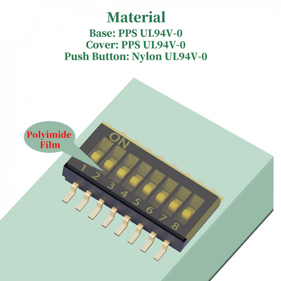 1.27 mm Pitch 8 Position / 16 Pin Dual Row SMT Patch DIP Switch