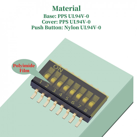 1.27 mm Pitch 8 Position / 16 Pin Dual Row SMT Patch DIP Switch 1.27 mm Pitch 8 Position / 16 Pin Dual Row SMT Patch DIP Switch
