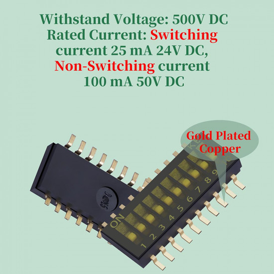 1.27 mm Pitch 10 Position / 20 Pin Dual Row SMT Patch DIP Switch