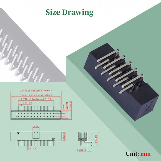 2.0 mm 2*5 Double Row 10 Pin IDC Box Header Connector Male Socket SMT Terminal