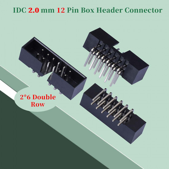 2.0 mm 2*6 Double Row 12 Pin IDC Box Header Connector Male Socket SMT Terminal 2.0 mm 2*6 Double Row 12 Pin IDC Box Header Connector Male Socket SMT Terminal