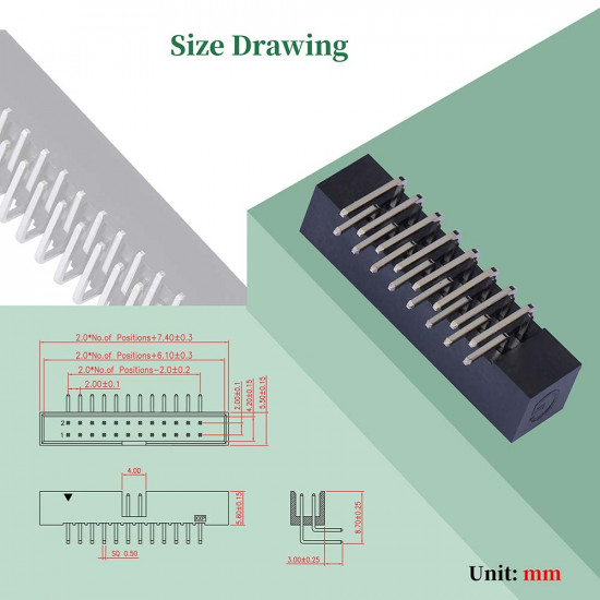 2.0 mm 2*8 Double Row 16 Pin IDC Box Header Connector Male Socket SMT Terminal