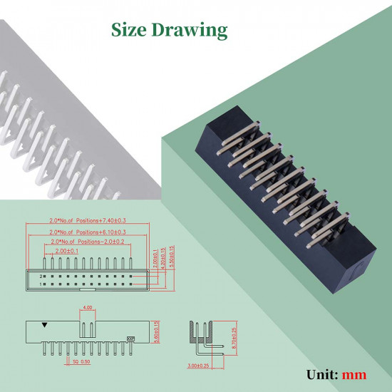 2.0 mm 2*9 Double Row 18 Pin IDC Box Header Connector Male Socket SMT Terminal 2.0 mm 2*9 Double Row 18 Pin IDC Box Header Connector Male Socket SMT Terminal