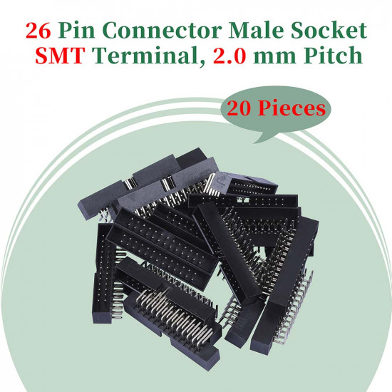 2.0 mm 2*13 Double Row 26 Pin IDC Box Header Connector Male Socket SMT Terminal 2.0 mm 2*13 Double Row 26 Pin IDC Box Header Connector Male Socket SMT Terminal
