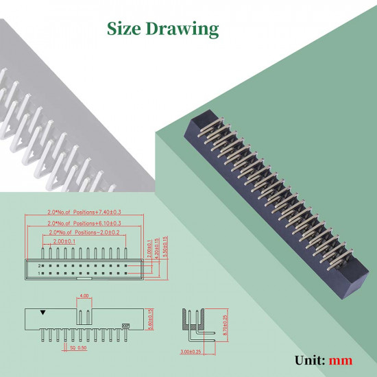 2.0 mm 2*20 Double Row 40 Pin IDC Box Header Connector Male Socket SMT Terminal 2.0 mm 2*20 Double Row 40 Pin IDC Box Header Connector Male Socket SMT Terminal