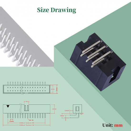 2.54 mm 2*3 Double Row 6 Pin IDC Box Header Connector Male Socket SMT Terminal 2.54 mm 2*3 Double Row 6 Pin IDC Box Header Connector Male Socket SMT Terminal
