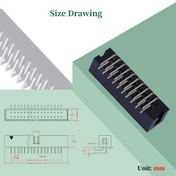 2.54 mm 2*10 Double Row 20 Pin IDC Box Header Connector Male Socket SMT Terminal