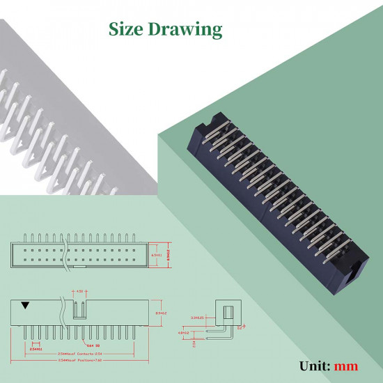 2.54 mm 2*17 Double Row 34 Pin IDC Box Header Connector Male Socket SMT Terminal 2.54 mm 2*17 Double Row 34 Pin IDC Box Header Connector Male Socket SMT Terminal