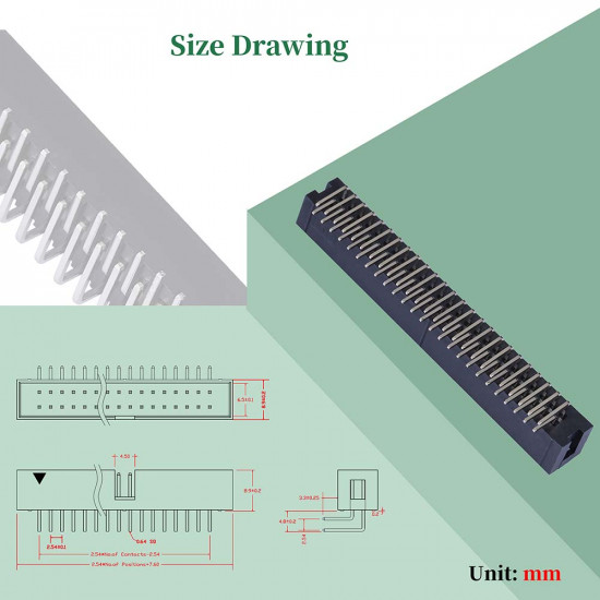 2.54 mm 2*25 Double Row 50 Pin IDC Box Header Connector Male Socket SMT Terminal 2.54 mm 2*25 Double Row 50 Pin IDC Box Header Connector Male Socket SMT Terminal