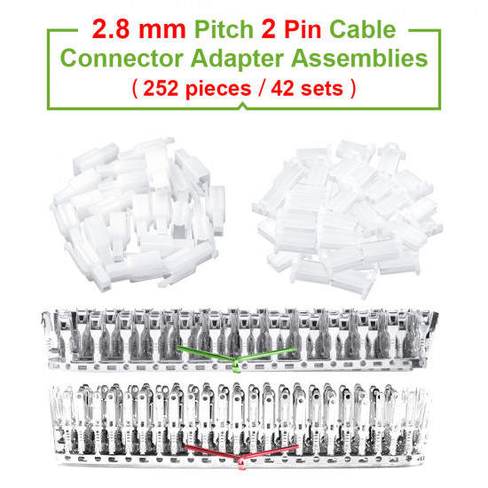 2.8 mm Pitch 2 Pin Automotive Cable Connector Adapter Assemblies Kit.