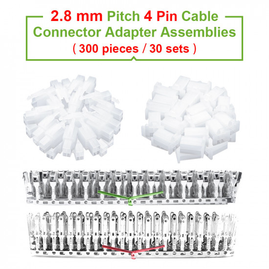 2.8 mm Pitch 4 Pin Automotive Cable Connector Adapter Assemblies Kit. 2.8 mm Pitch 4 Pin Automotive Cable Connector Adapter Assemblies Kit.