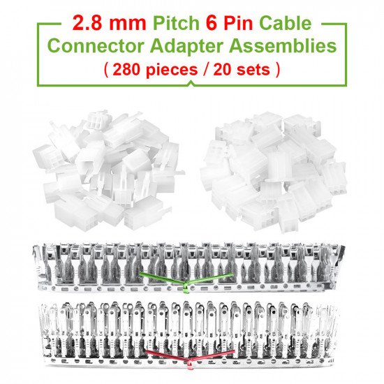 2.8 mm Pitch 6 Pin Automotive Cable Connector Adapter Assemblies Kit. 2.8 mm Pitch 6 Pin Automotive Cable Connector Adapter Assemblies Kit.