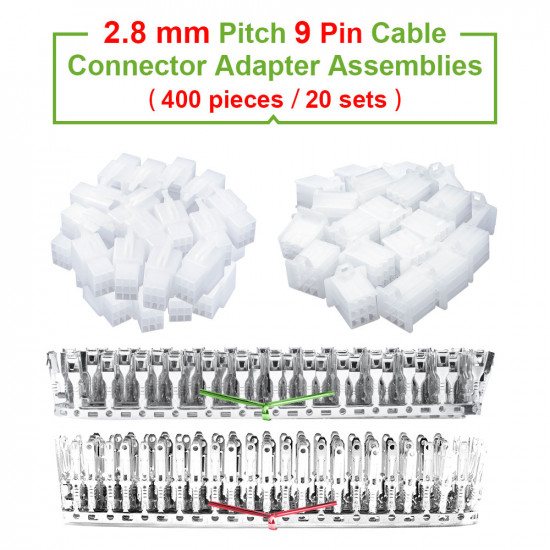 2.8 mm Pitch 9 Pin Automotive Cable Connector Adapter Assemblies Kit. 2.8 mm Pitch 9 Pin Automotive Cable Connector Adapter Assemblies Kit.