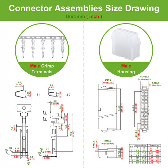 4.2 mm Pitch 10 Pin Automotive Cable Connector Adapter Assemblies Kit.