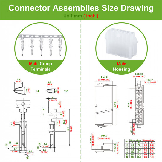 4.2 mm Pitch 12 Pin Automotive Cable Connector Adapter Assemblies Kit. 4.2 mm Pitch 12 Pin Automotive Cable Connector Adapter Assemblies Kit.