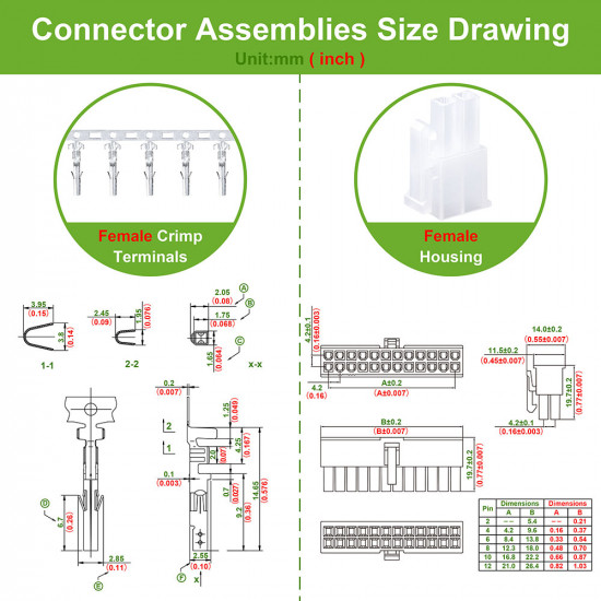 4.2 mm Pitch 2 Pin Automotive Cable Connector Adapter Assemblies Kit.