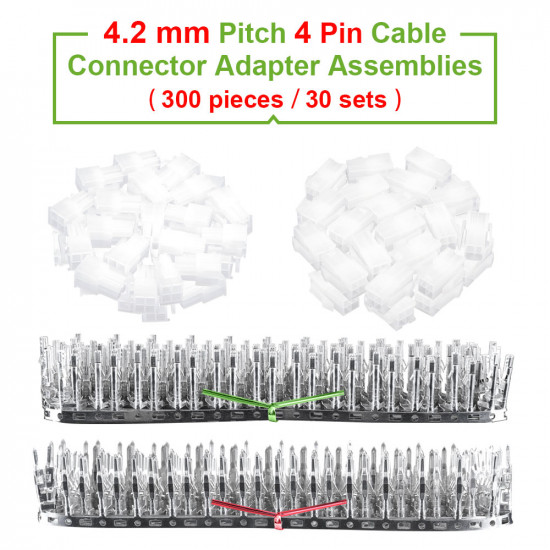 4.2 mm Pitch 4 Pin Automotive Cable Connector Adapter Assemblies Kit. 4.2 mm Pitch 4 Pin Automotive Cable Connector Adapter Assemblies Kit.