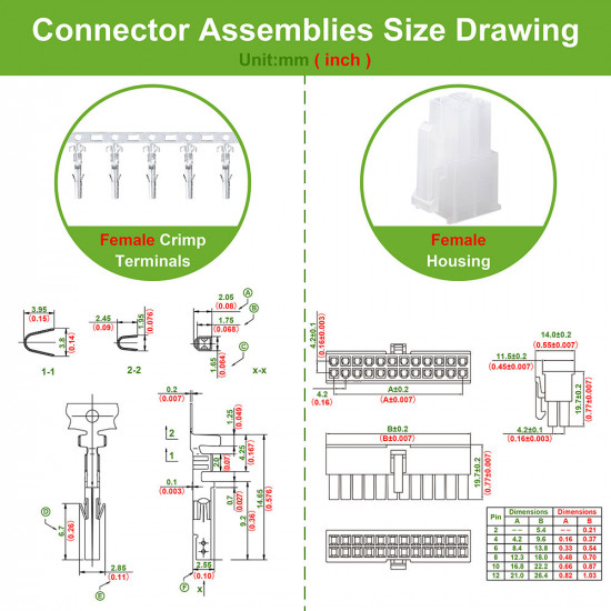 4.2 mm Pitch 4 Pin Automotive Cable Connector Adapter Assemblies Kit.