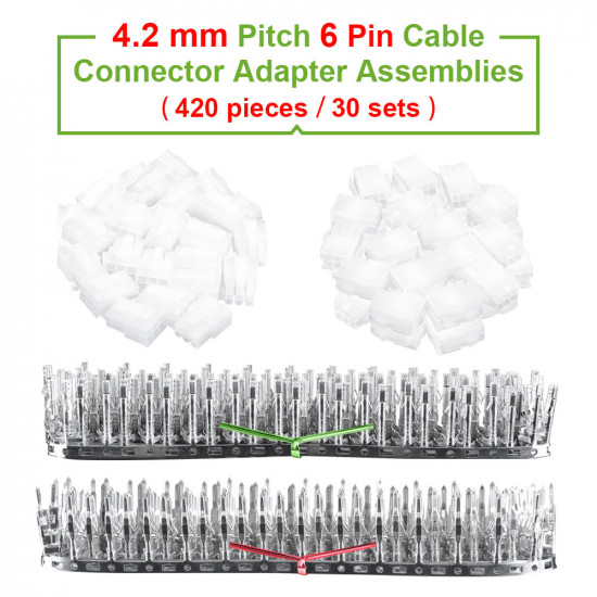 4.2 mm Pitch 6 Pin Automotive Cable Connector Adapter Assemblies Kit.