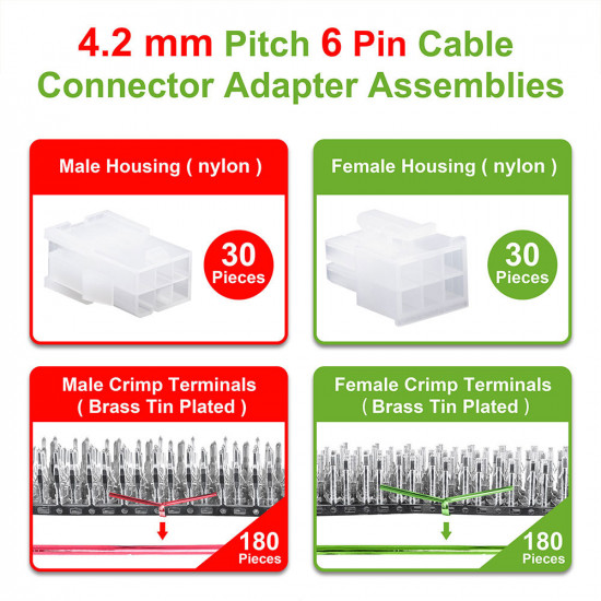 4.2 mm Pitch 6 Pin Automotive Cable Connector Adapter Assemblies Kit. 4.2 mm Pitch 6 Pin Automotive Cable Connector Adapter Assemblies Kit.
