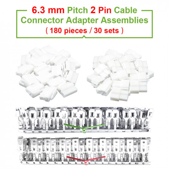 6.3 mm Pitch 2 Pin Automotive Cable Connector Adapter Assemblies Kit.