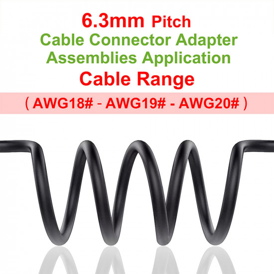 6.3 mm Pitch 2 Pin Automotive Cable Connector Adapter Assemblies Kit.