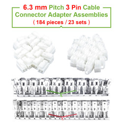 6.3 mm Pitch 3 Pin Automotive Cable Connector Adapter Assemblies Kit.