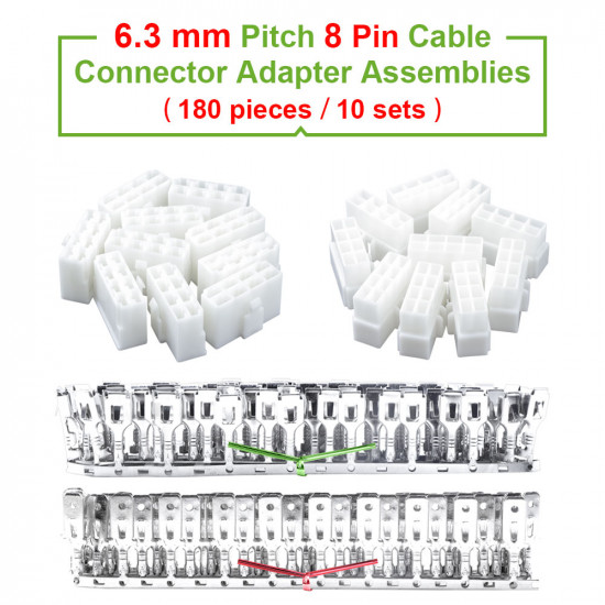 6.3 mm Pitch 8 Pin Automotive Cable Connector Adapter Assemblies Kit. 6.3 mm Pitch 8 Pin Automotive Cable Connector Adapter Assemblies Kit.