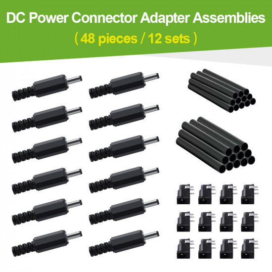 3.5*1.3 mm DC Power Male Plug and Female Socket with Shrink Tube. 3.5*1.3 mm DC Power Male Plug and Female Socket with Shrink Tube.
