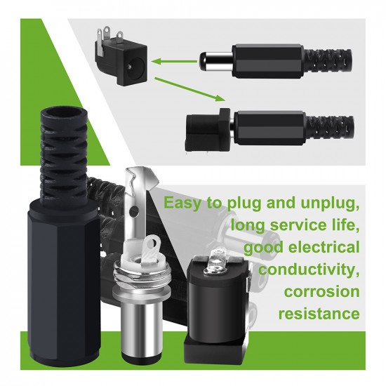 5.5*2.1 mm DC Power Male Plug and Female Socket with Shrink Tube. 5.5*2.1 mm DC Power Male Plug and Female Socket with Shrink Tube.