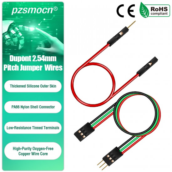 DuPont 2.54 mm 3-Pin Male-Male Connector 24AWG 20cm Silicone Cable (15 Sets / 75 Pcs) DuPont 2.54 mm 3-Pin Male-Male Connector 24AWG 20cm Silicone Cable (15 Sets / 75 Pcs)
