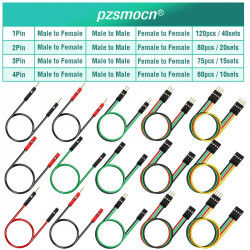 DuPont 2.54 mm 1-Pin Black Male-Female Connector 24AWG 20cm Silicone Cable (40 Sets / 120 Pcs)