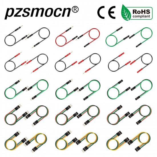 DuPont 2.54 mm 4-Pin Male-Male Connector 24AWG 20cm Silicone Cable (10 Sets / 60 Pcs)