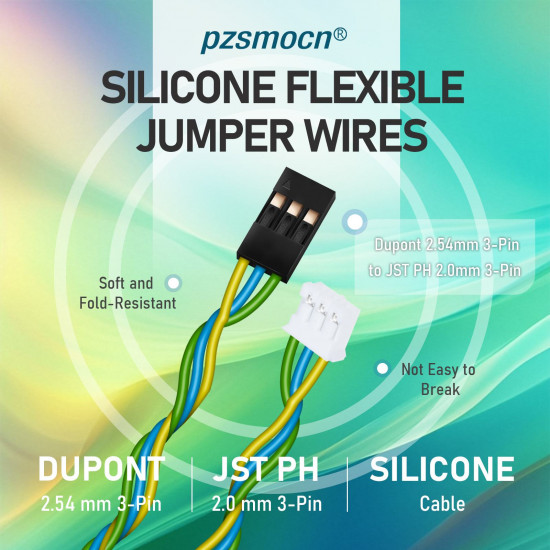DuPont 2.54mm 3-Pin to JST PH 2.0mm 3-Pin Connector 22AWG 30cm Silicone Cable (10 Sets / 30 Pcs) DuPont 2.54mm 3-Pin to JST PH 2.0mm 3-Pin Connector 22AWG 30cm Silicone Cable (10 Sets / 30 Pcs)