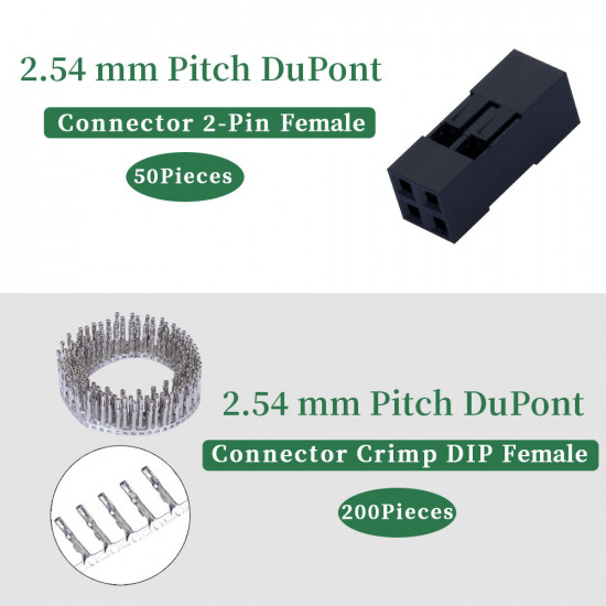 2.54 mm DuPont Double Row 2-Pin Female Connector Kit