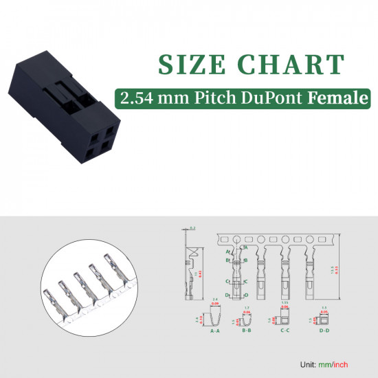 2.54 mm DuPont Double Row 2-Pin Female Connector Kit 2.54 mm DuPont Double Row 2-Pin Female Connector Kit