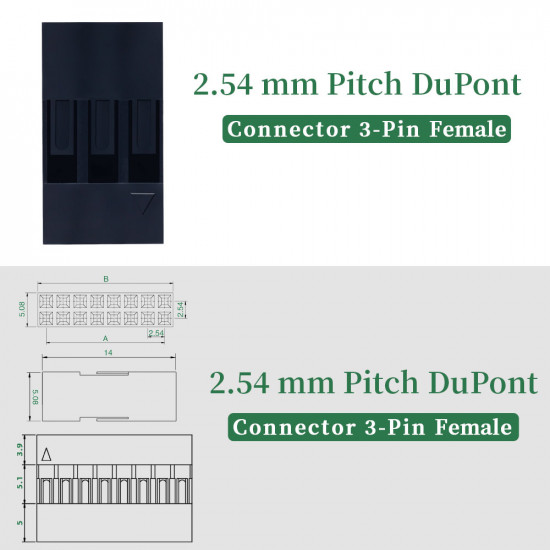 2.54 mm DuPont Double Row 3-Pin Female Connector Kit