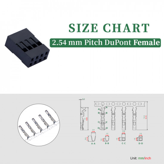 2.54 mm DuPont Double Row 4-Pin Female Connector Kit 2.54 mm DuPont Double Row 4-Pin Female Connector Kit