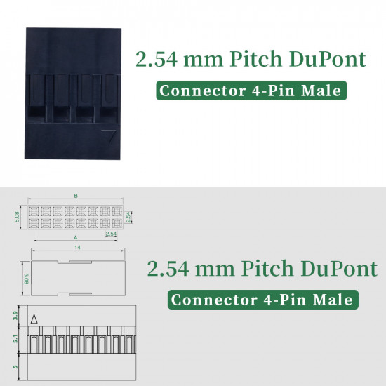 2.54 mm DuPont Double Row 4-Pin Male Connector Kit