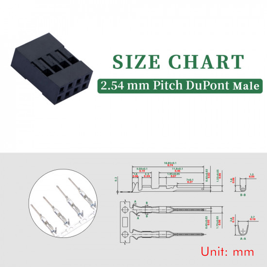 2.54 mm DuPont Double Row 4-Pin Male Connector Kit 2.54 mm DuPont Double Row 4-Pin Male Connector Kit