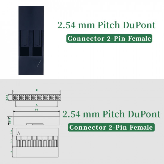 2.54 mm DuPont 2-Pin Female Connector Kit 2.54 mm DuPont 2-Pin Female Connector Kit