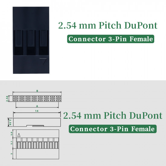 2.54 mm DuPont 3-Pin Female Connector Kit