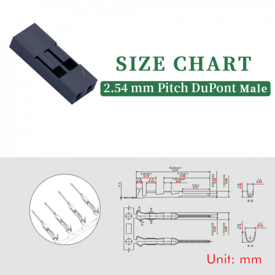 2.54 mm DuPont 2-Pin Male Connector Kit