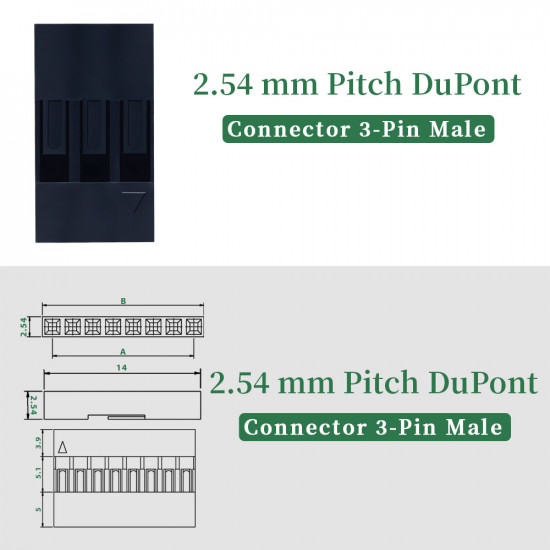 2.54 mm DuPont 3-Pin Male Connector Kit