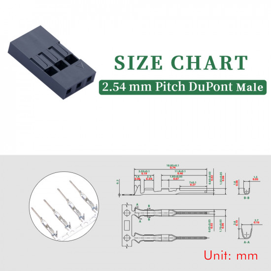 2.54 mm DuPont 3-Pin Male Connector Kit