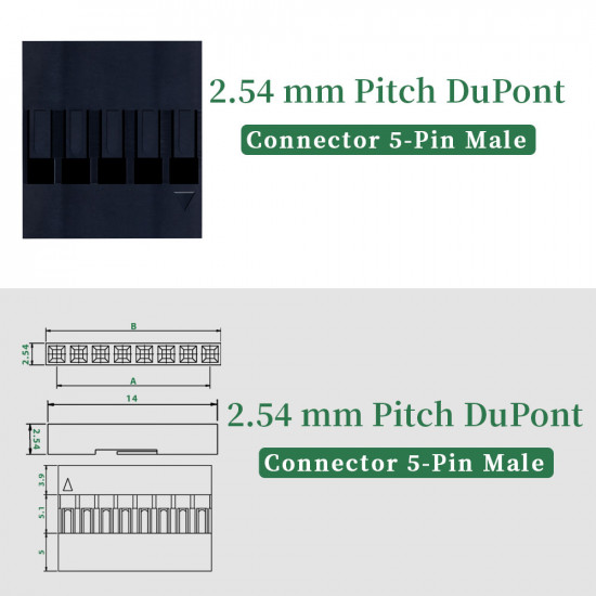 2.54 mm DuPont 5-Pin Male Connector Kit