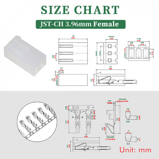 JST CH 3.96 mm 2-Pin Connector Kit JST CH 3.96 mm 2-Pin Connector Kit