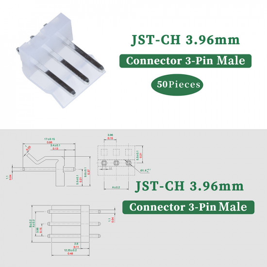 JST CH 3.96 mm 3-Pin Connector Kit